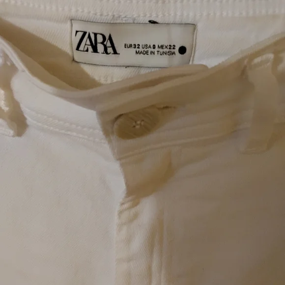 Zara Off-White Frayed Wide-Leg Jeans - Picture 3 of 3